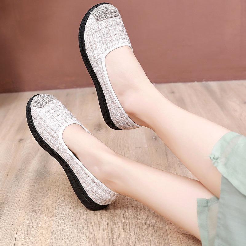 Linen women's shoes new old Beijing cloth shoes women's cotton and linen flat shoes shallow mouth one pedal shoes