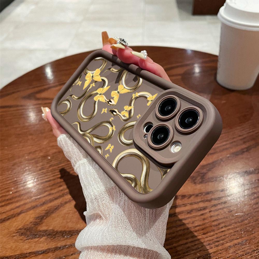 LZ5 Butterfly Black Gold Snake Silicone Phone Case for Samsung A15 A35 S24 S23 Ultra S22 S21 Plus S20 FE A05 A54 A55 A53 A14 M15 Shockproof Back Cover