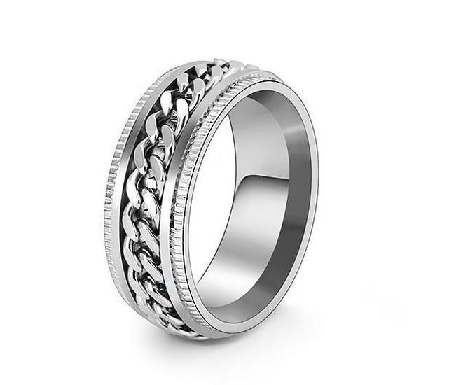 Trendy Rotatable Titanium Steel Chain Ring - Fashion Hip-Hop Couple Jewelry