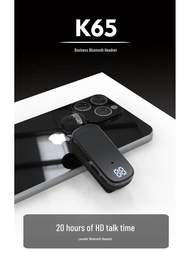 K65 Single-Ear Clip-On Bluetooth Sports Headset: Retractable, Noise-Canceling, Long Standby, Call Vibration.