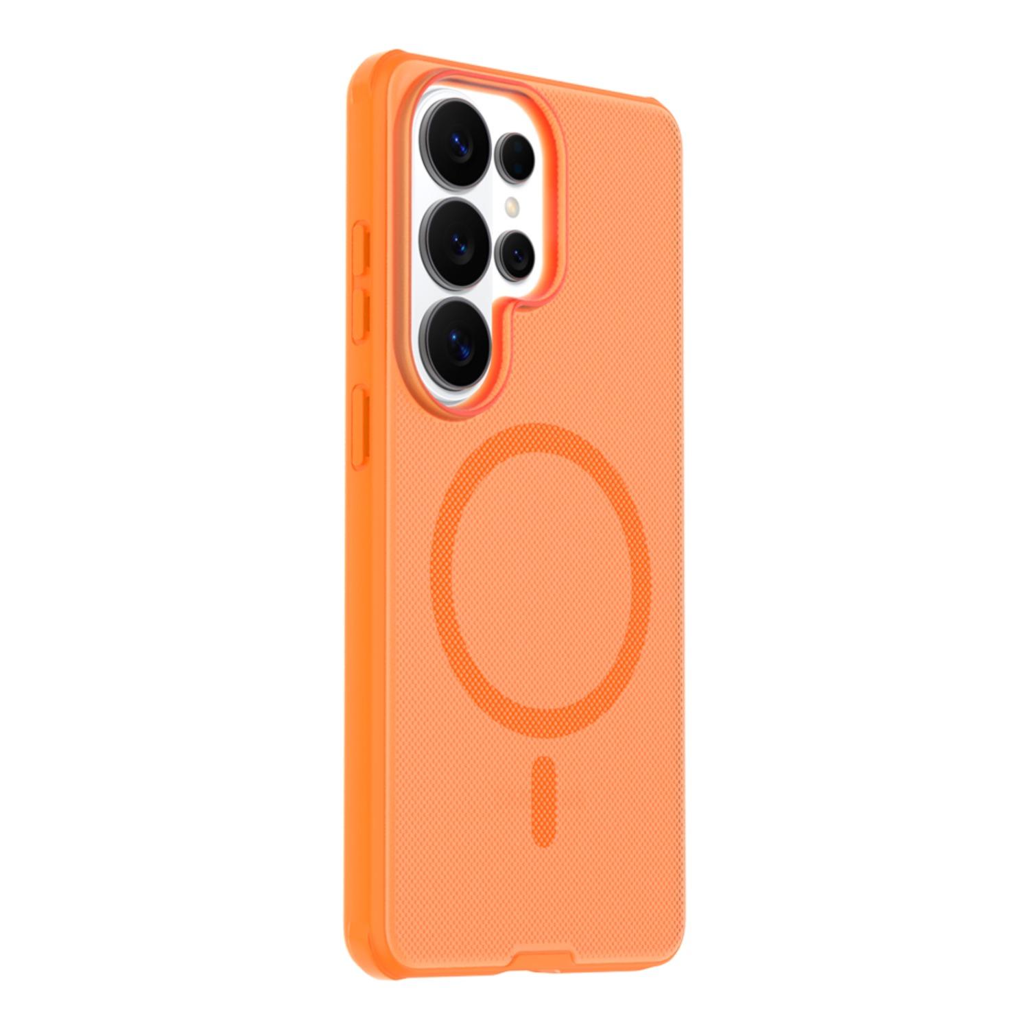 

For Samsung Galaxy S26 Ultra High Quality Dot Texture Anti-Slip Phone Case Magnetic Wireless Charge PC+TPU Drop Protection Cover Galaxy S26 Ultra оранжевый