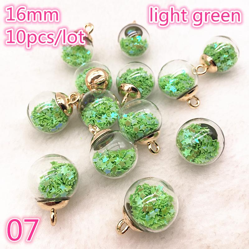 New 16mm Colorful Transparent Ball Glass Star/Round Charms Pendant Find Hair Accessories Jewelry Charms Earring