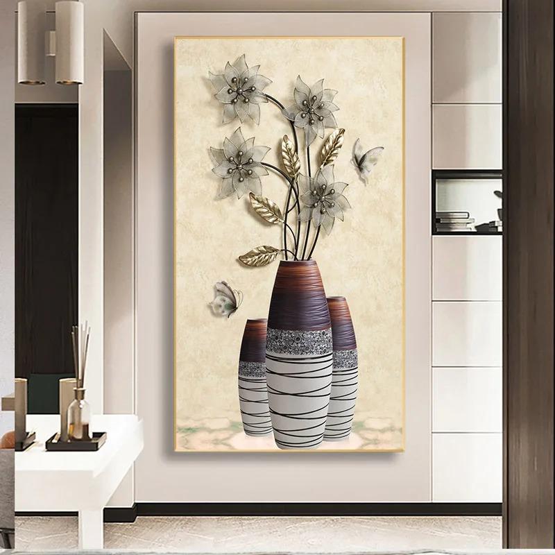 Retro Butterfly Flower Canvas Paintings Wall Art Pictures Chinese Style Vintage Poster And Prints for Living Room Aisle Decor