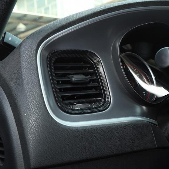 Dashboard Side Air Vent Decoration Cover Trim for Dodge Charger 11+ Carbon Fiber