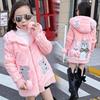 Outono Inverno Meninas Jaqueta Bonito Coelho Urso Manter Quente Pequena Princesa Pelúcia Jaqueta Com Capuz Zíper Suéter 3-12 Anos Roupas Infantis