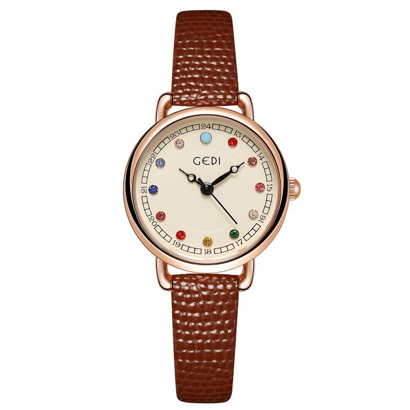 Birthstone Watch Women S High Value Student Watch Retro Temperament Women S Belt Quartz Watch