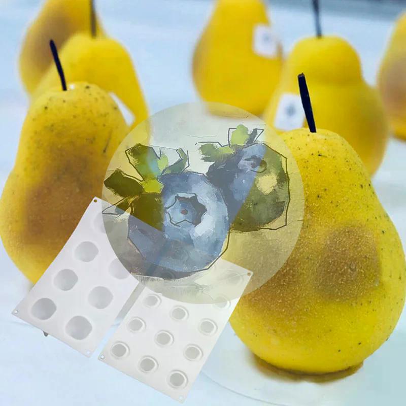 1 ud. Serie de Frutas Piña Pera Melocotón Molde de Silicona para Pastel Mango Naranja Molde para Hornear Mousse Fresa Postre Francés Molde para Mousse