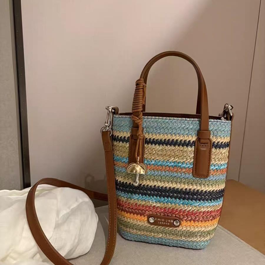Nanfeng Versatile Trend Pana Holiday Bucket Bag Women's 2025 New Summer Hand Woven Bag Crossbody Bag