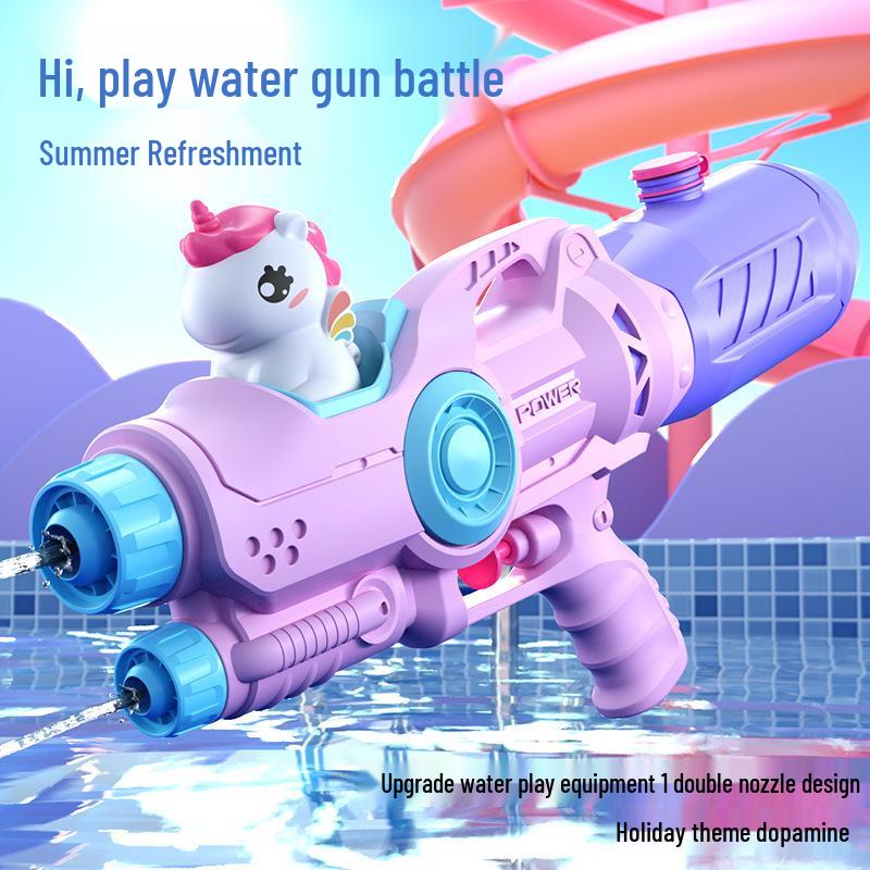 Dinosaur Duck Double Nozzle Water Gun – Large Beach Toy for Kids' Outdoor Water Play & Songkran Festival Fun