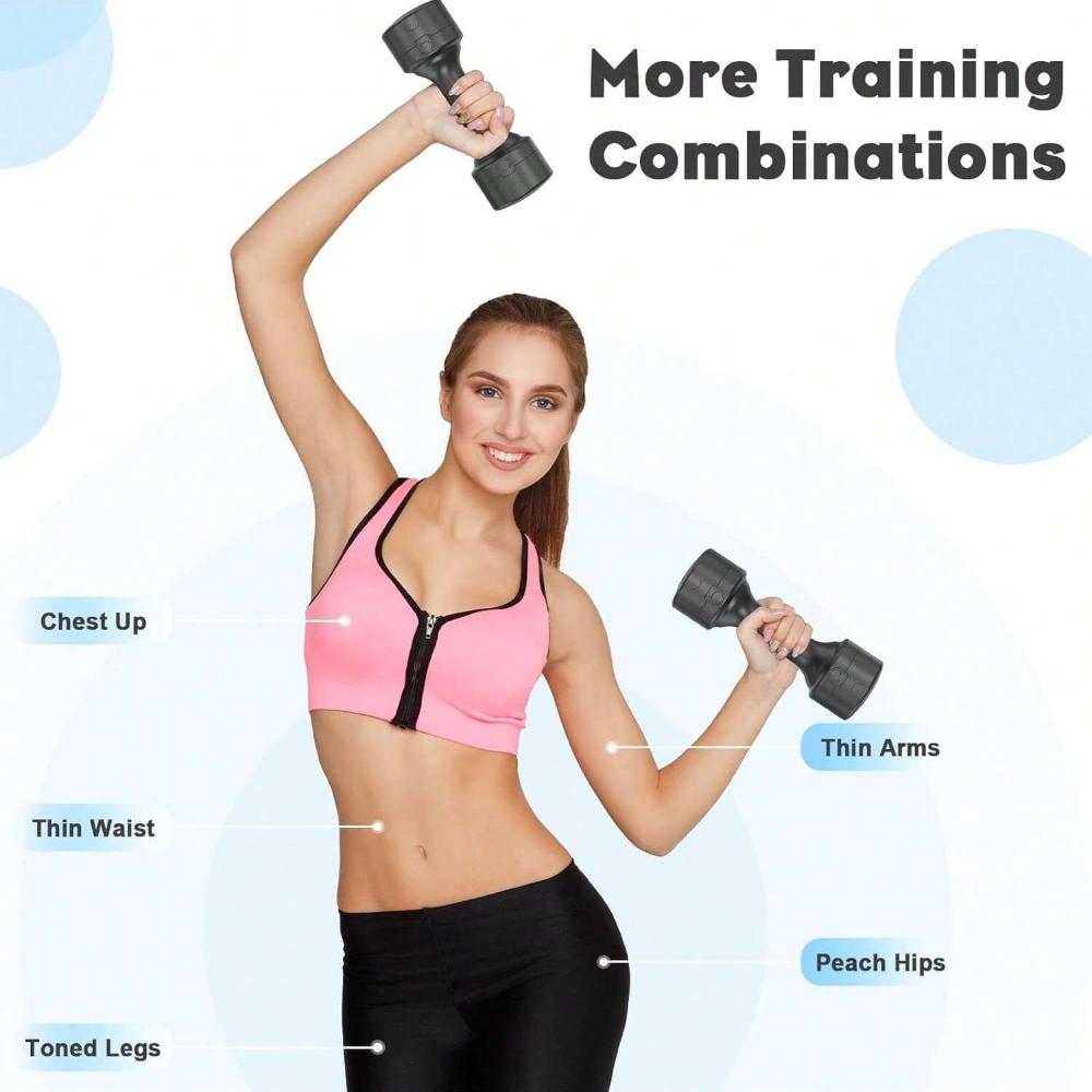 Weights Adjustable Dumbbell Set of 2, Each 2.2lb, 3.3lb, 4.4lb, 5.5lb Dumbbells for Women/Men, 4 in 1 Hand Weights Set for Home Gym Fitness Training