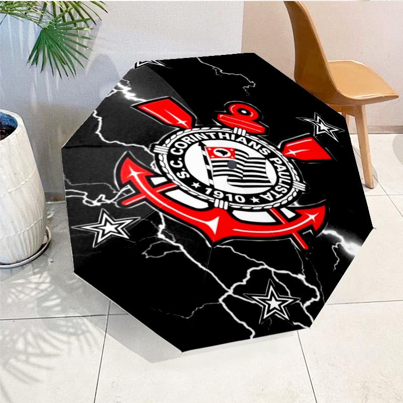 Sport Club Football Crest Printed Automatic Umbrella, 8-Frame for Travel, camping, Casual Umbrella, Essential Gift for  for family and friends
