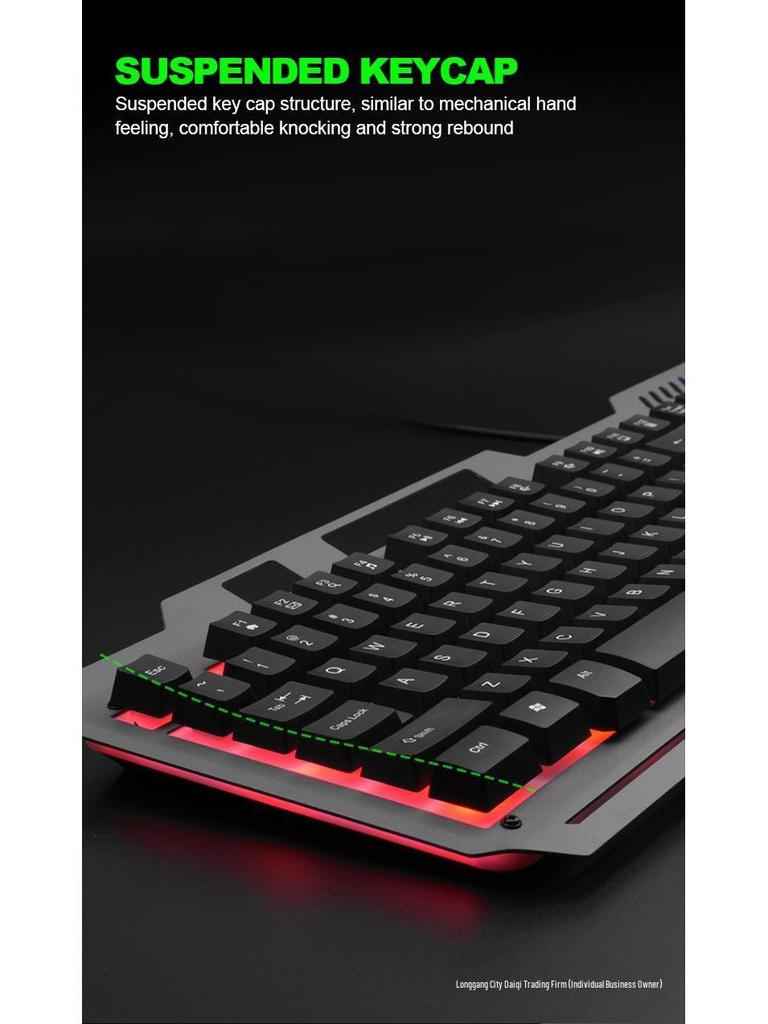 Metal Gaming Keyboard & Mouse Set with Mechanical Feel & Floating Keys