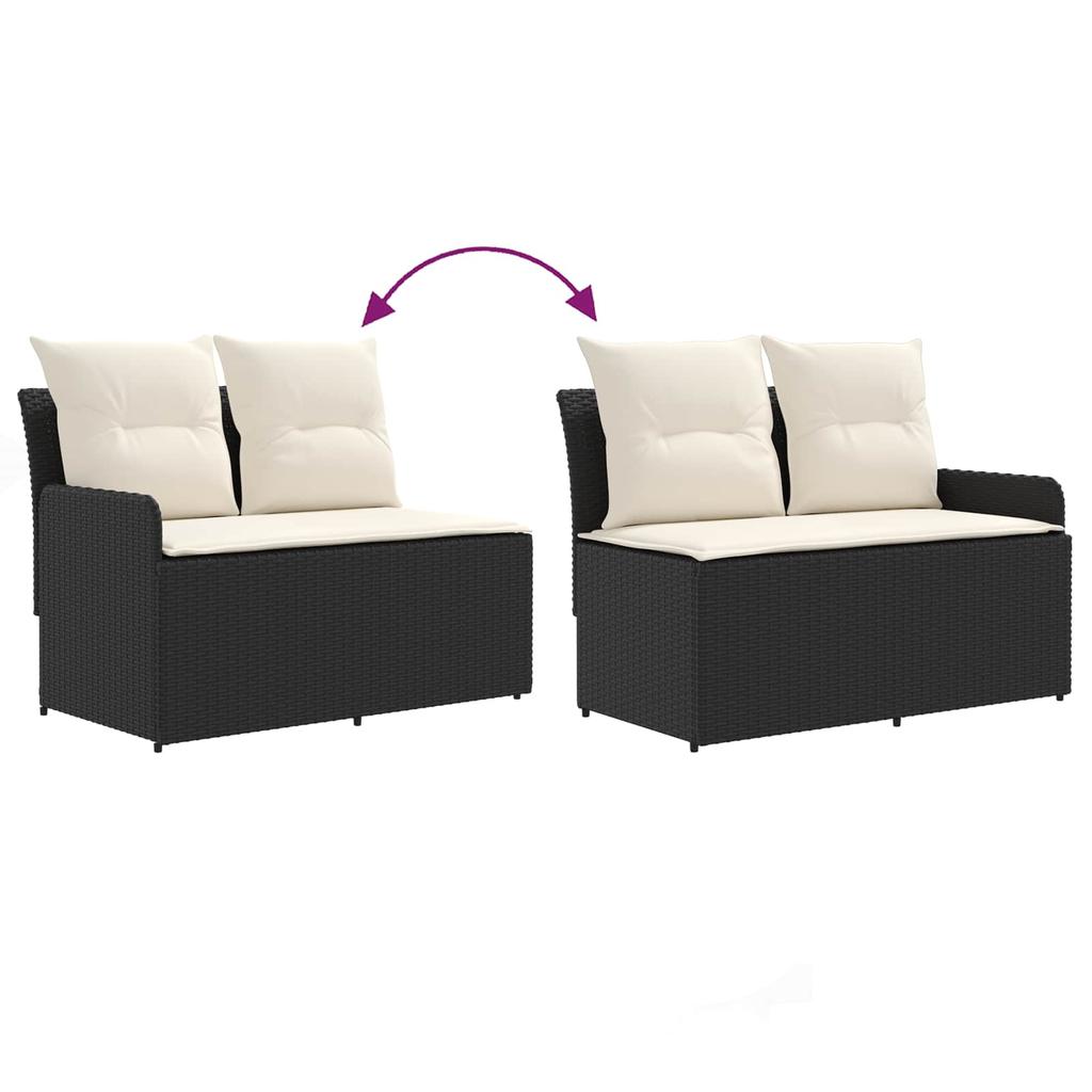 Garden Armchair Sofa with Corner Sofa 2 Pieces Black and Cream PE Rattan