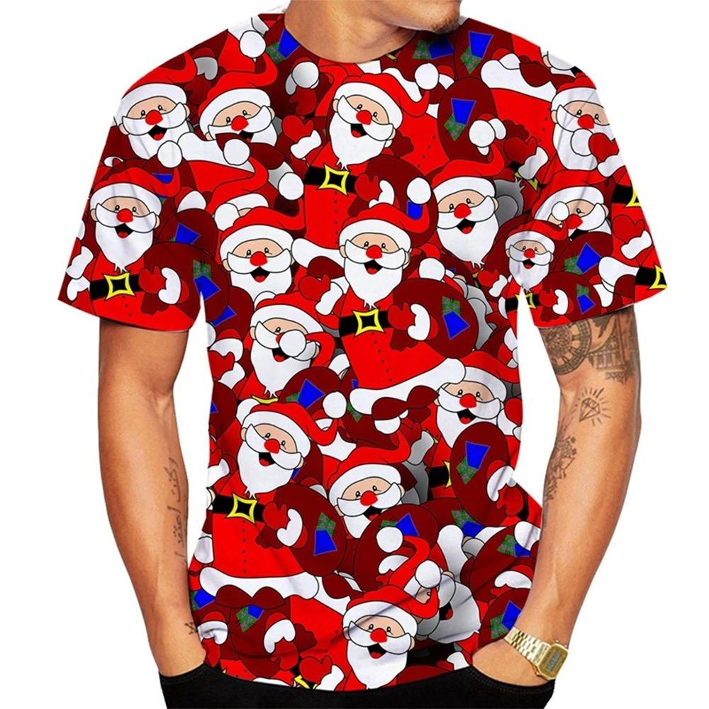 Unisex T‑Shirt Santa Claus 3D Printed Christmas Eve Casual Summer Short Sleeve Top
