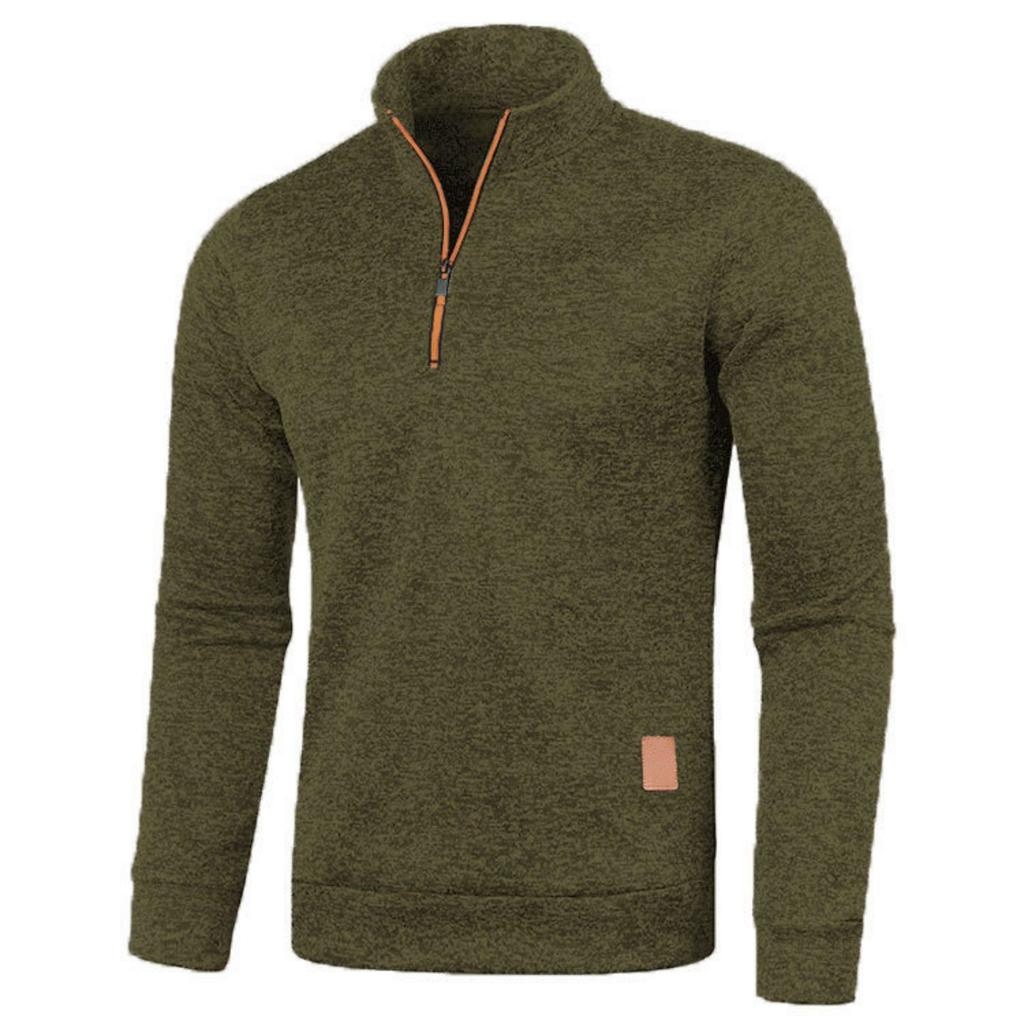 Men's Knit Pullover with Stand Collar and Light for Casual Wear