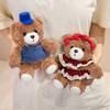 Stuffed Bear Plush Toy 3 Styles Brown Bear Cowboy Hat Red Bow Blue Hat Soft Plush Desk Ornament Home Office Room Decor Gift