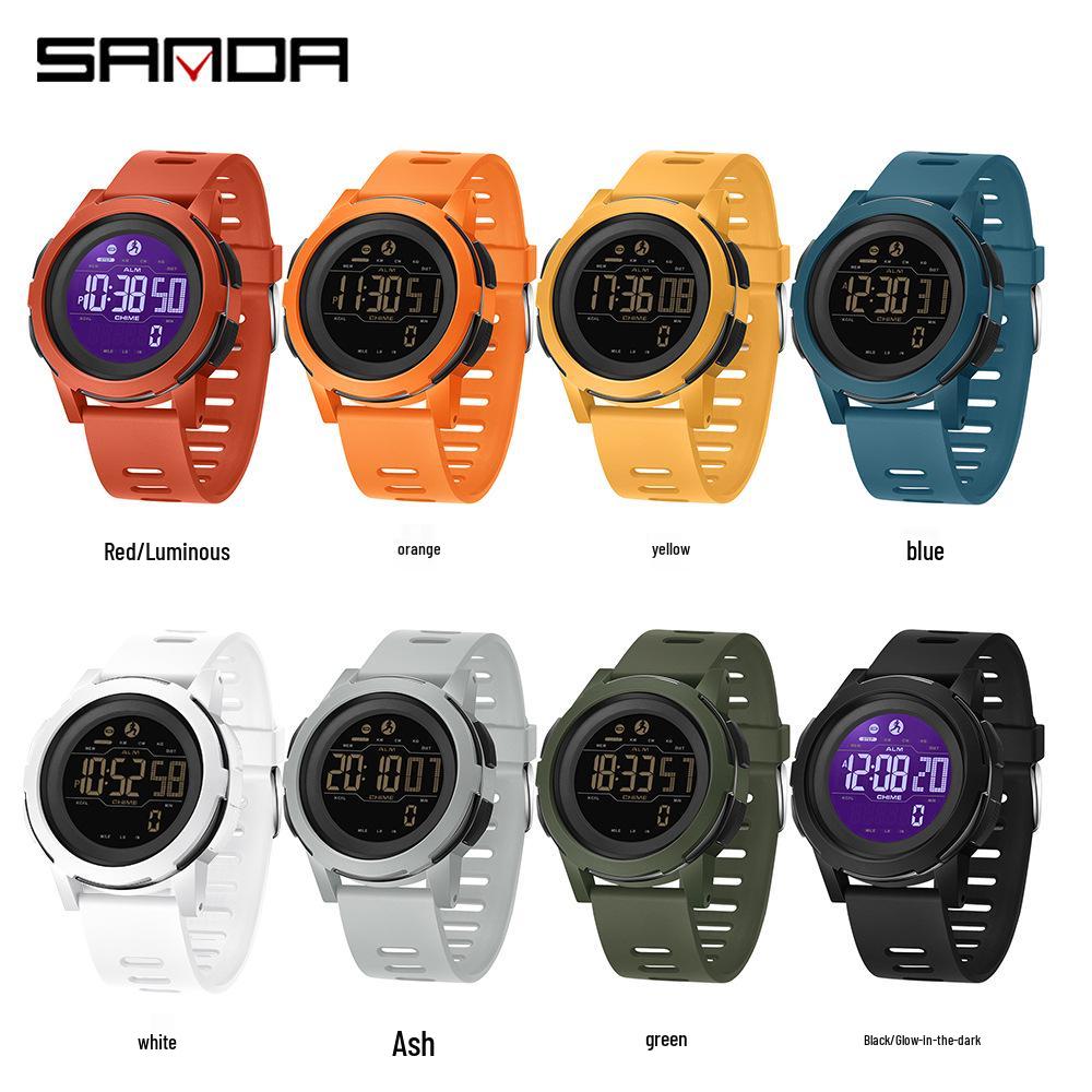 Sanda Multi-Function Smart Watch: Waterproof, Pedometer, Alarm Clock for Hiking & Sports - Unisex