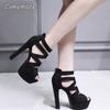 14CM High Heel Women's Shoes Fashion Hollow-out Platform Chunky Heeled Sandals Ladies Sexy Summer Footwear Sandalias De Mujer
