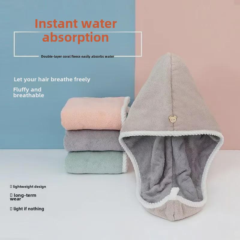"Quick-Dry Super Absorbent Coral Fleece Hair Towel Cap"