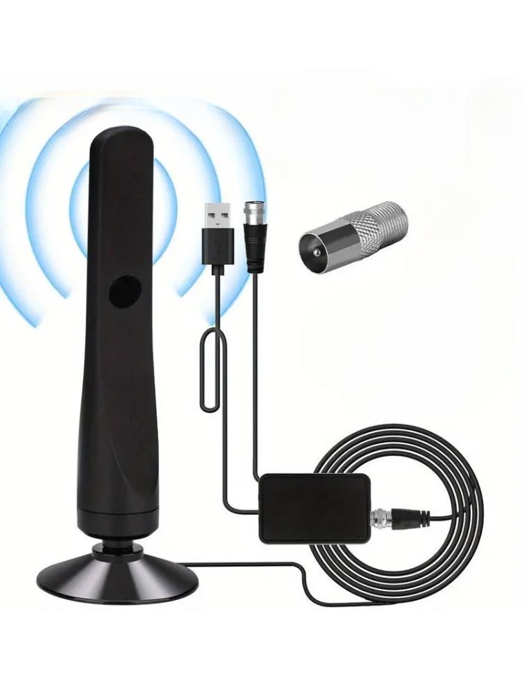 

4K 1080P Кімнатна HDTV Антена - Розумний Підсилювач Покращений Прийом Сигналу з AC Адаптером для Домашнього ТБ чорний