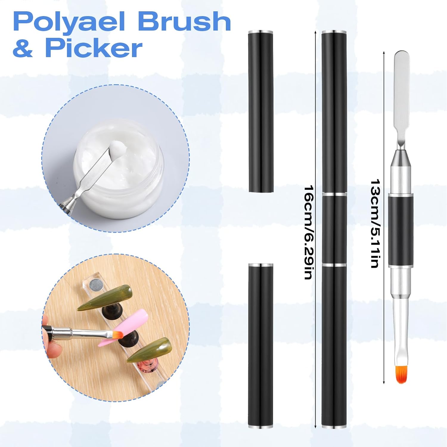 4 PCS Nail Art Brushes, Dual-Ended Gel Nail Brushes Acrylic Nails Drawing Pen Dual End Nails Art Pen Brush Thin Picker Brush Round Flat Painting