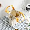 Contrast Color Canvas Bag New Women's Bag Fashion Bucket Bag Crossbody Bag