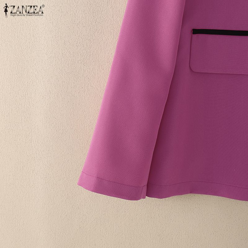 ZANZEA Women Casual Turn Down Collar Long Sleeve Thin Cardigan Blouse