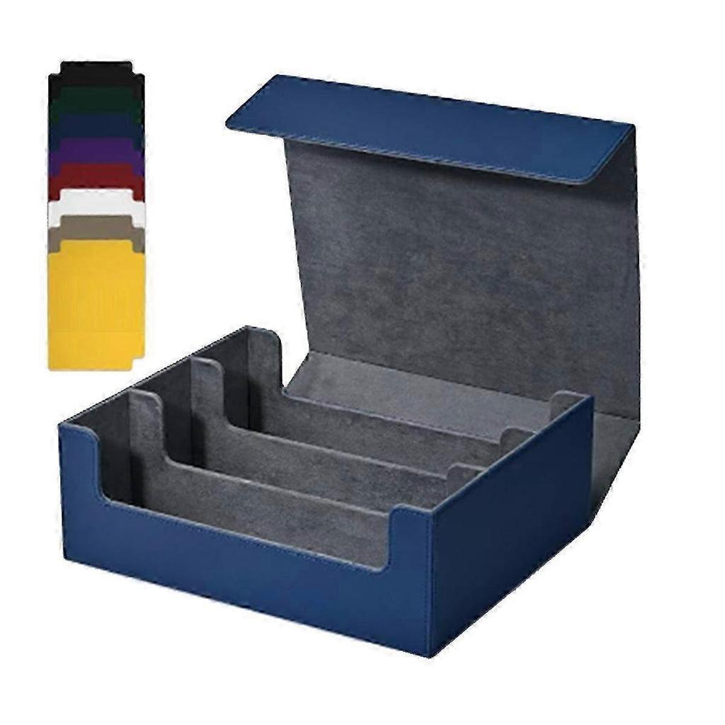 Blue Card Storage Box for Trading Cards - 1800+ Capacity PU Deck Case for Collectible Cards & Game Organizing