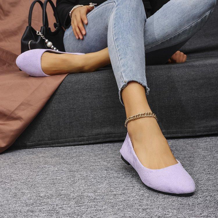 Παπούτσια με ρηχό στόμα και επίπεδη μύτη, μονά παπούτσια με μαλακή σόλα, άνετα φλατ παπούτσια με κούμπωμα