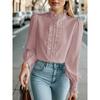 Women Elegant Ruffled Long Sleeve Blouse Plus Size