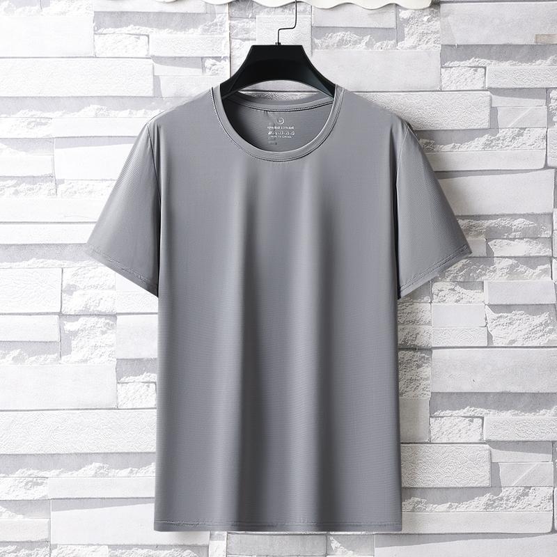 Summer Ice Silk High Elastic Men's Sports and Leisure T-shirt Comfortable Breathable Sweat-absorbing Quick Drying Top
