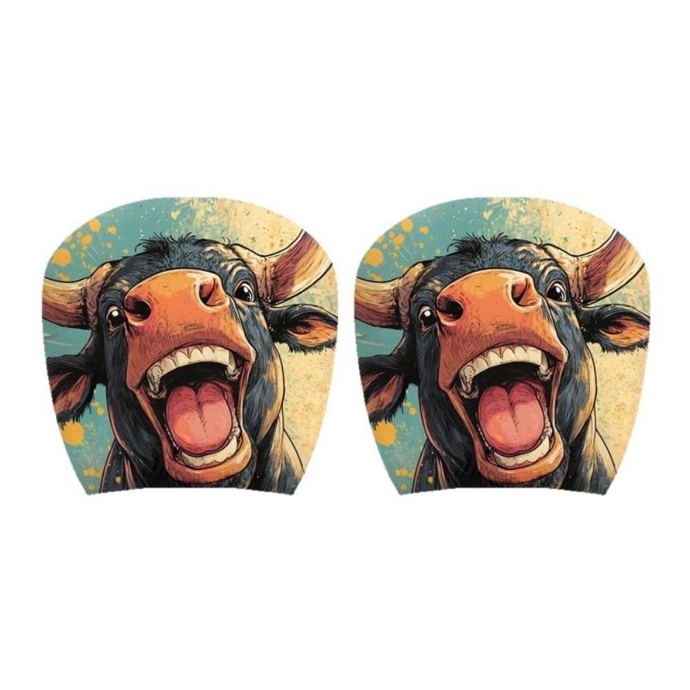 1pair Elastic Fabric Animal Car Pillowcase Universal Fit Flat Print Headrest  Holiday Decor