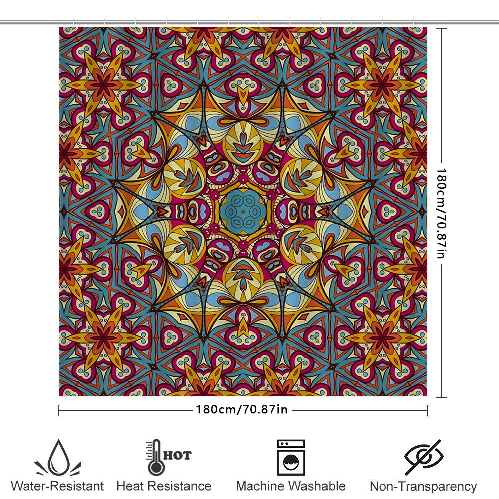 Energetic Blue Red Yellow Shower Curtain Decorative Pattern Bathroom Liner With Grommets (60X72) Flower Shower Curtain Waterproo