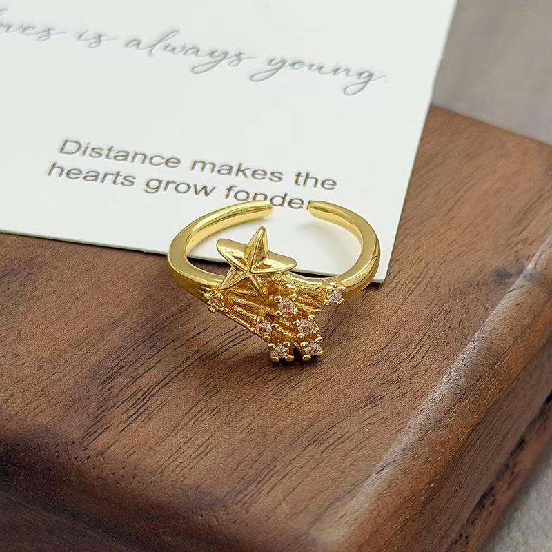 Flowers Like Brocade Medieval Vintage Court Style Light Luxury Temperament Zir*****Pen Ring Niche Design Ring