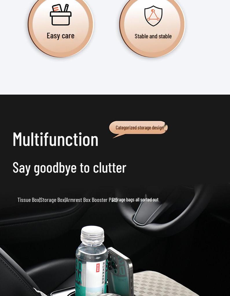 Universal Car Armrest Pad with Storage and Tissue Box