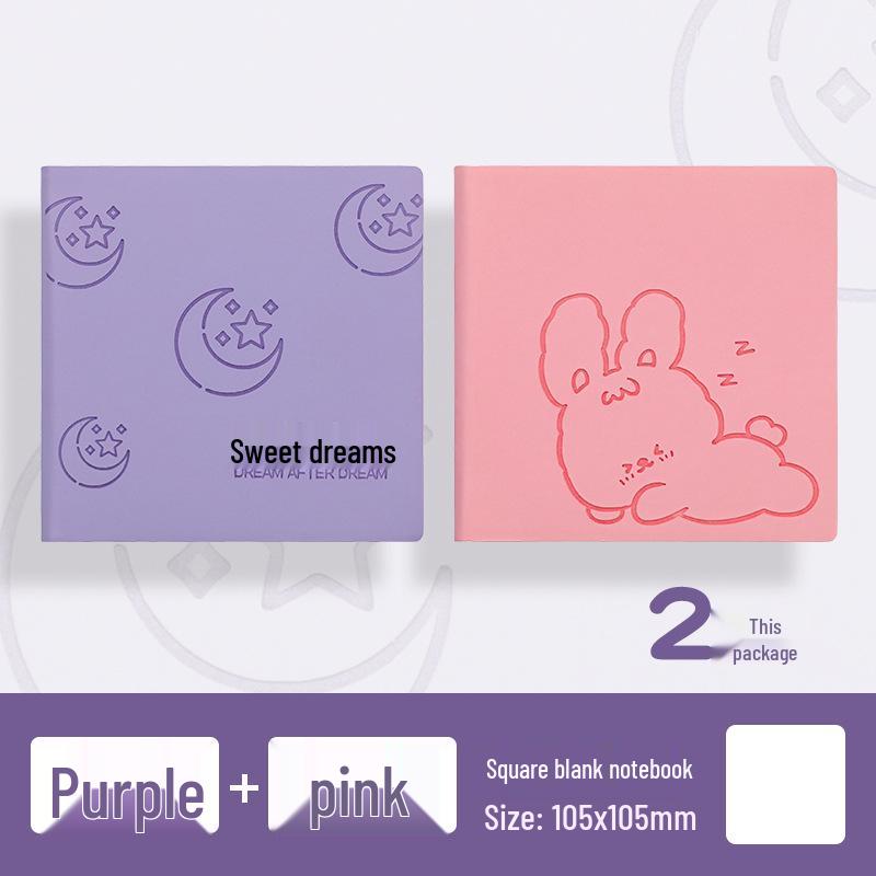 Cartoon Square A7 Softcover Notebook - Portable Pocket Journal for Travel & Stamps