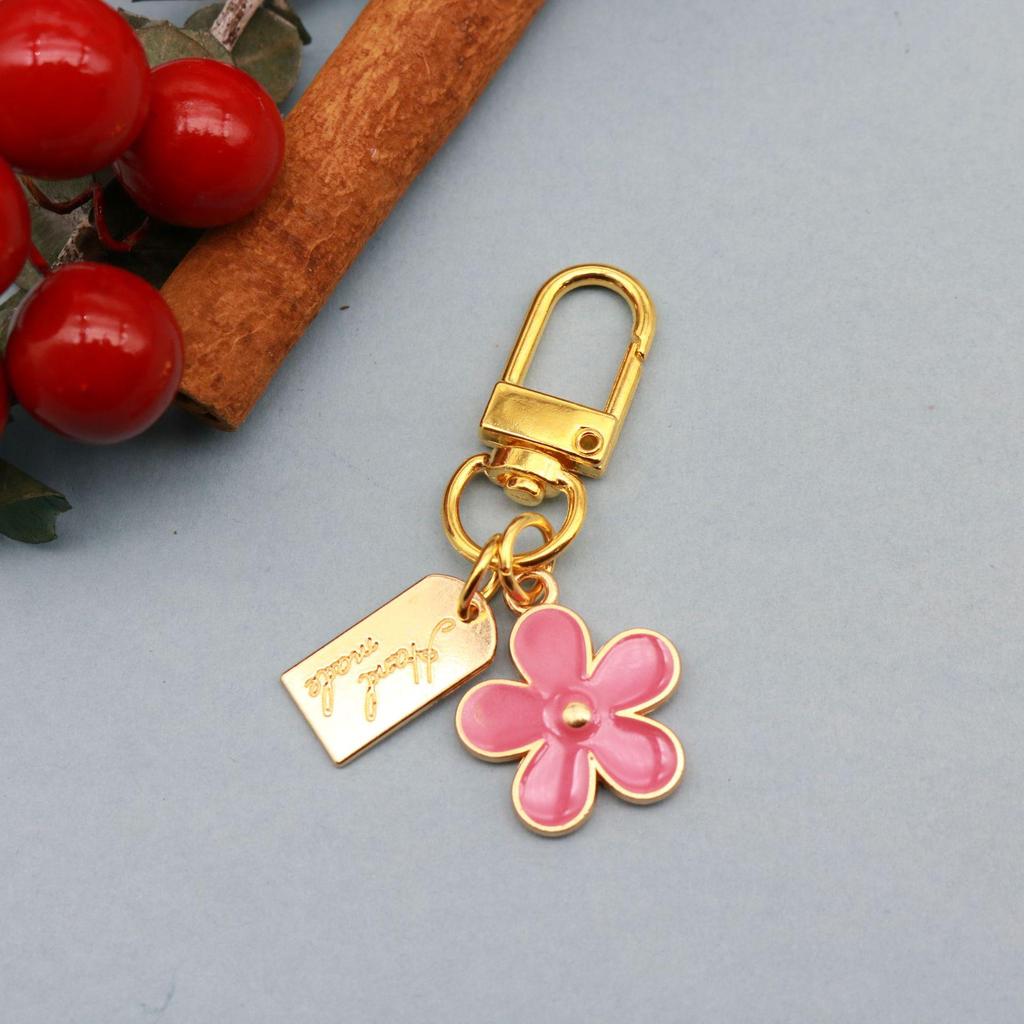 Colorful Flower Double-Sided Drip Oil Keychain Pendant