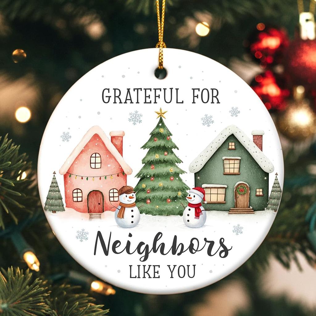Neighbor Ornament 2025, Ceramic Thank You Gifts for Good Neighbors, Birthday for Women, Men