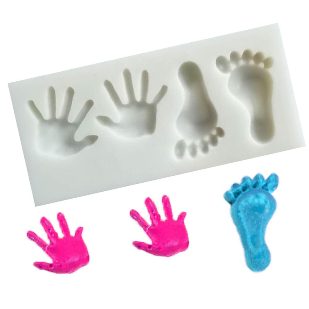 4Holes Hand Foot Silicone Molds Chocolate Candy Clay Fondant Cake Baking Decorating Tools