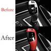 Red 2011-17 Gear Shift Knob Cover For BMW 5 Series Central Console Carbon Fiber
