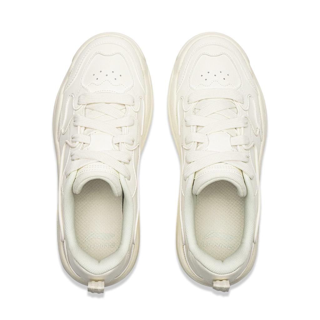 Li Ning Sports Life Collection Skateboard Shoes Women's Low Top Champagne White AGCW024-10