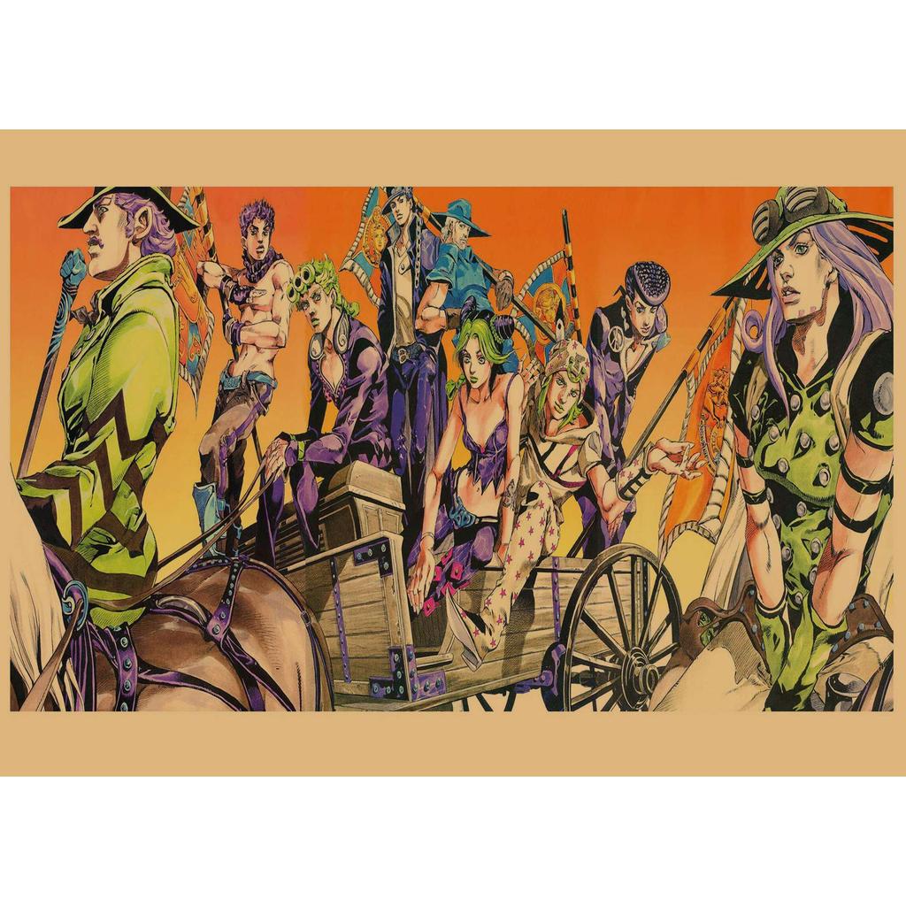 JoJo's Bizarre Adventure Retro Kraftpapier Poster - Japanische Anime Dekoration für Bar, Restaurant oder Café.