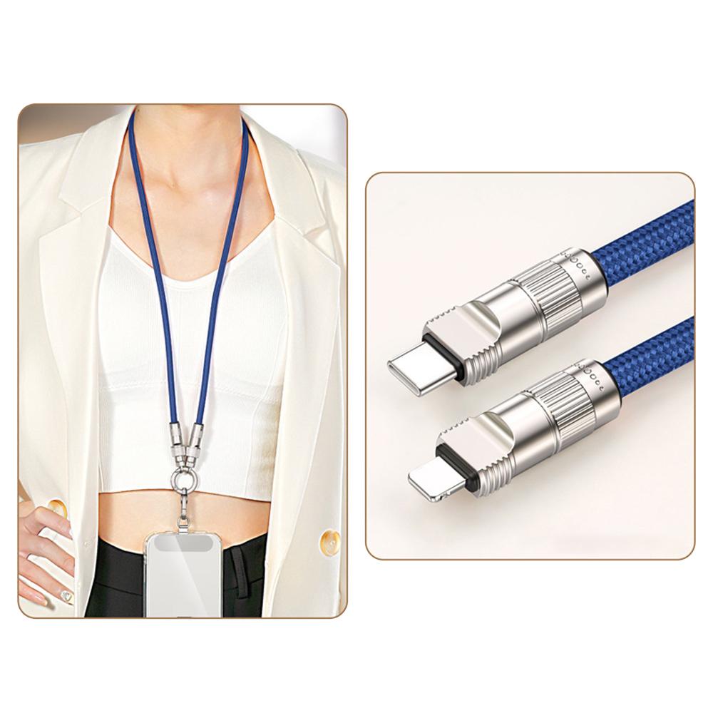 

90cm Neck Strap 27W Charging Cable Phone Lanyard Cell Phone Tether with Type-C to L-Port Connector Sapphire