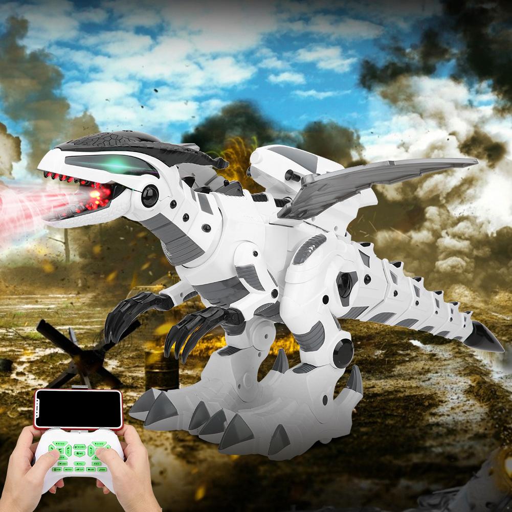 RC Dinosaur Robot Toy Programmable Interactive Remote Control Dinosaur ModelWhite