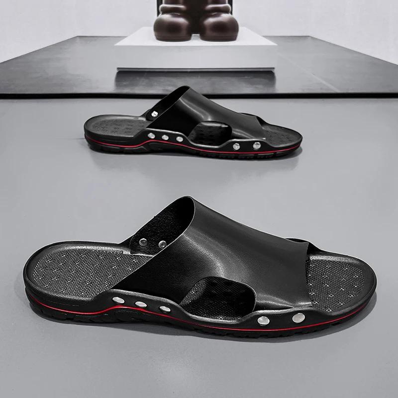 

Мужские модные тапочки Летняя уличная обувь Мужские нескользящие, с защитой от запаха, повседневные, для улицы, пляжные туфли Классические универсальные тапочки 38 чёрный