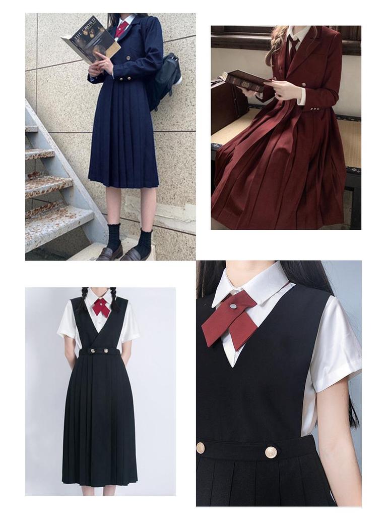 Japanisches JK Uniform Kleid Set: Authentischer langer Brustschutzrock für junge Damen von Hu Mu Tao