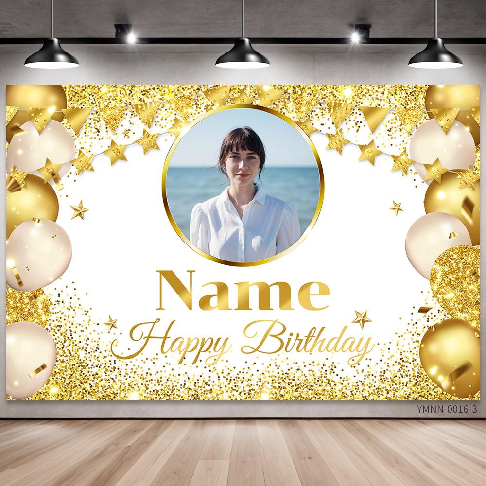 

BEPAN Personalized custom name age photo birthday banner suitable for birthday party decoration background multiple sizes available Vinyl--W120xH80cm