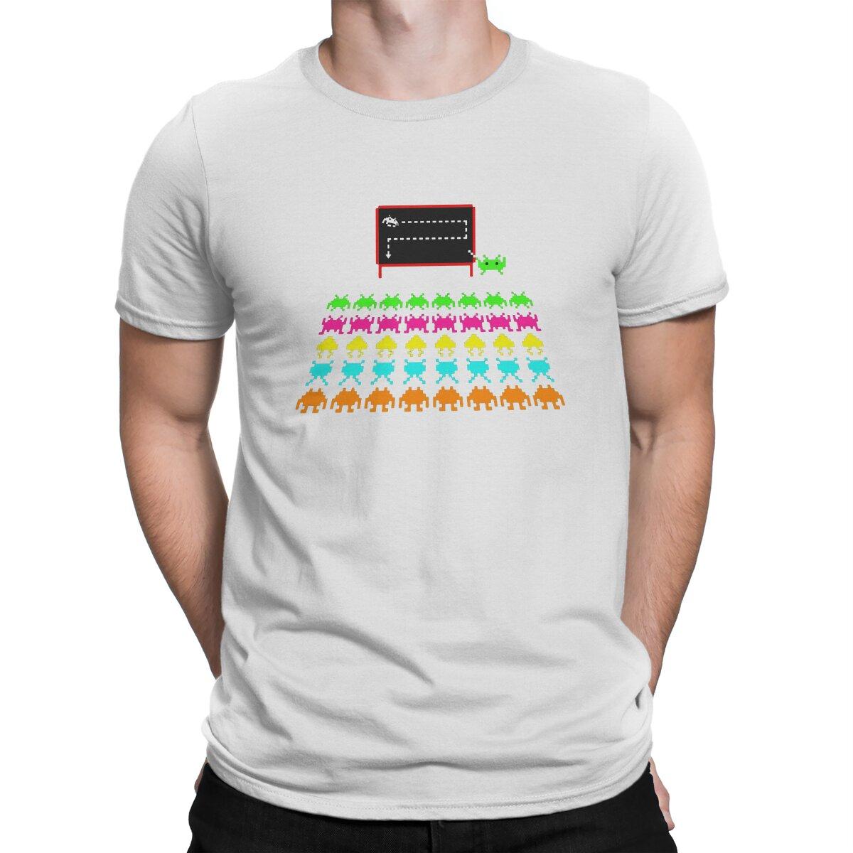 

Space Invaders Shooting Video Game School Classroom Tshirt Graphic Men Tops Vintage Punk Summer Clothing Harajuku T Shirt S