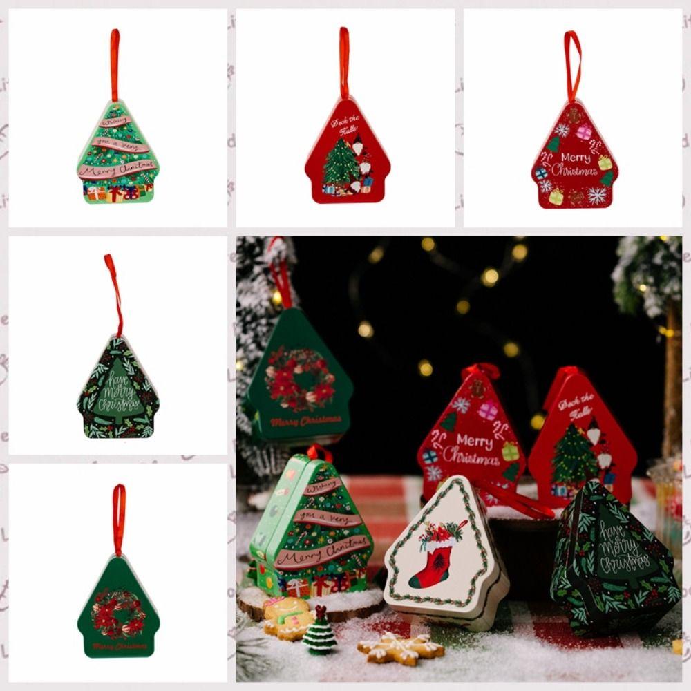 

Decorative Hanging Christmas Metal Tin Box Polygonal Christmas Tinplate Gifts Boxes Holiday