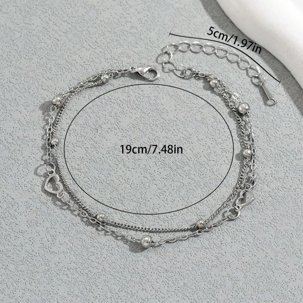 Minimalist Double Silver Chain Link Bracelet Sleek Charm Office Style Jewelry For Women Men